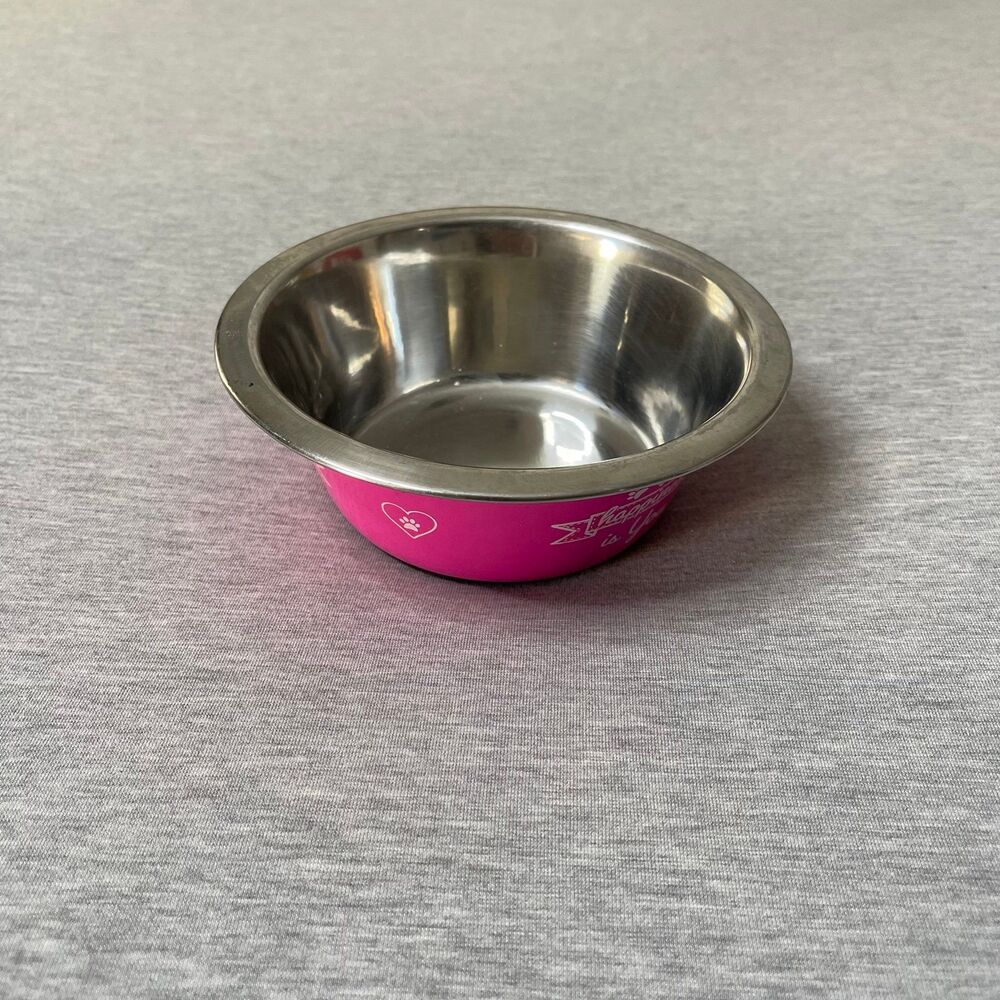 Petco Stainless Steel Happiness is You Pink Pet Water & Food Bowl - Picture 5 of 10